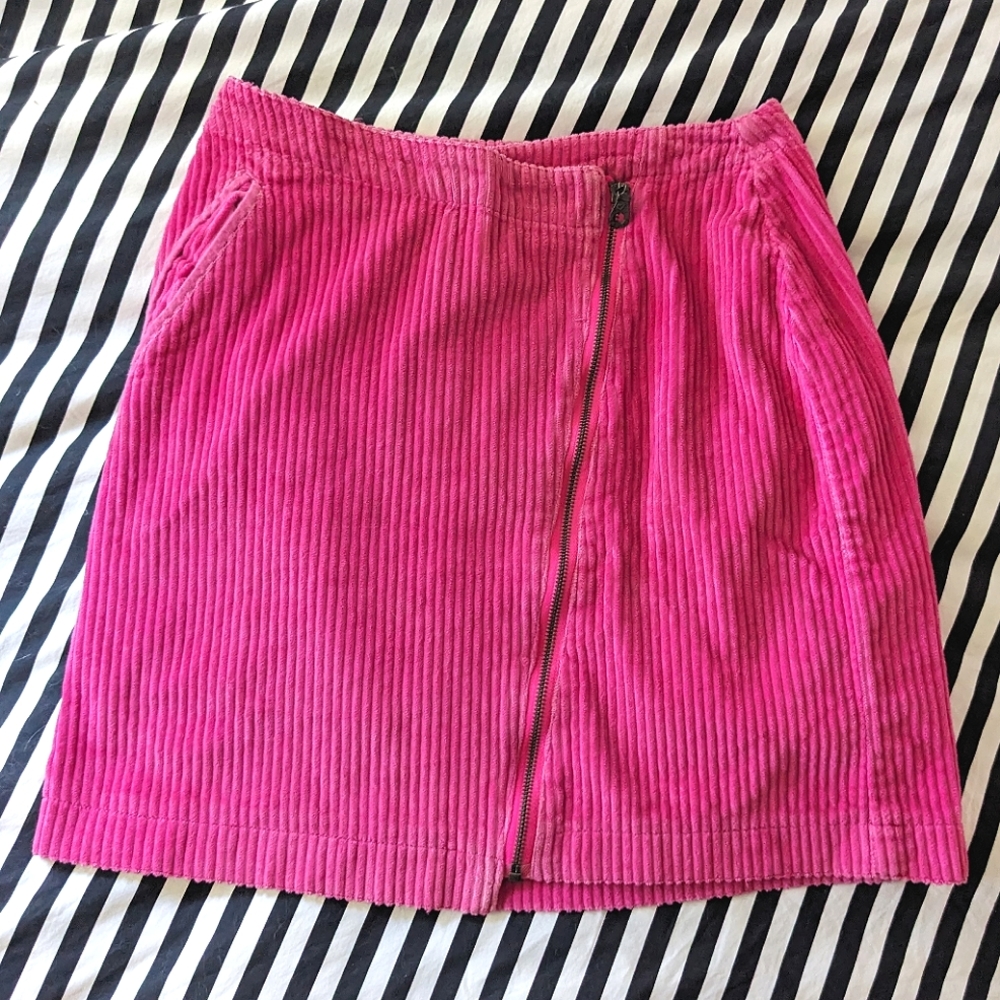 Vintage Issoni Hot Pink Corduroy Zip Up Mini Skirt